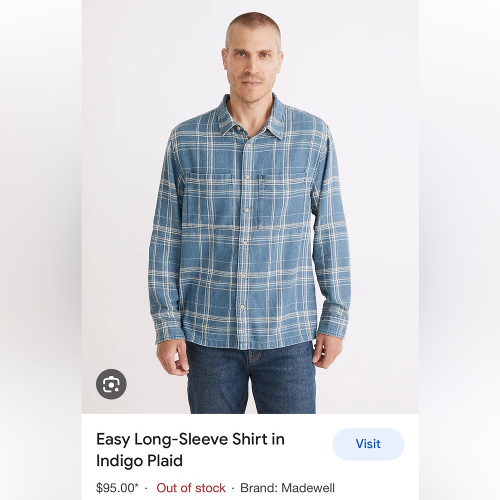*MADEWELL* Men’s Light Blue Plaid Button Down